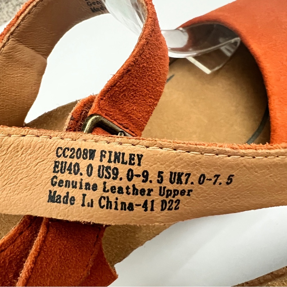Aetrex Finley Rusty Burnt Orange Suede Leather Ankle-Strap Clog Heels 9 - Picture 7 of 14